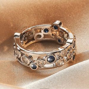 NWT Women’s Boho Vintage Inlaid Zirconia Sapphire Ring size 8